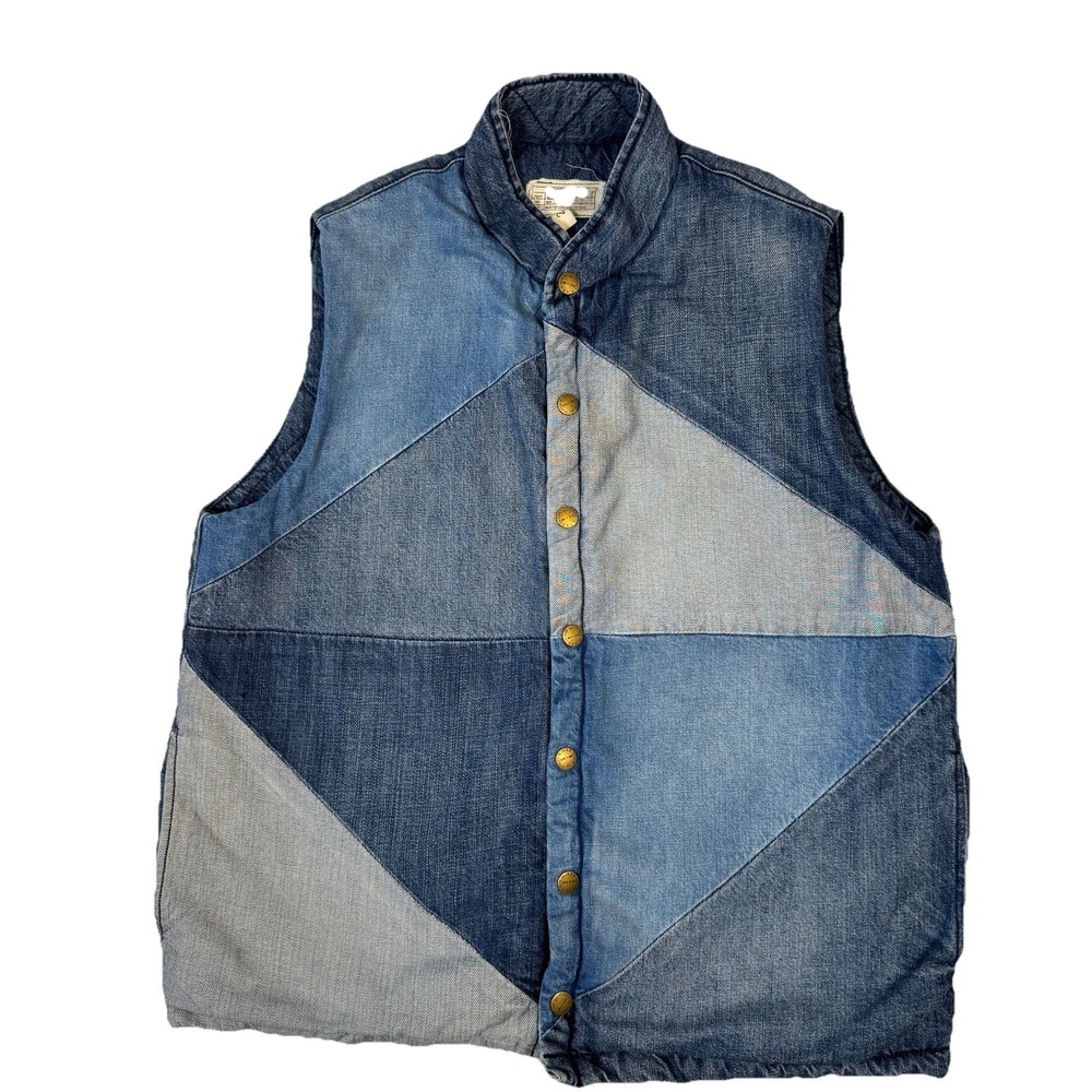 Current/Elliott Womens Patchwork Puffer Denim Vest Size 2 Made In USA
